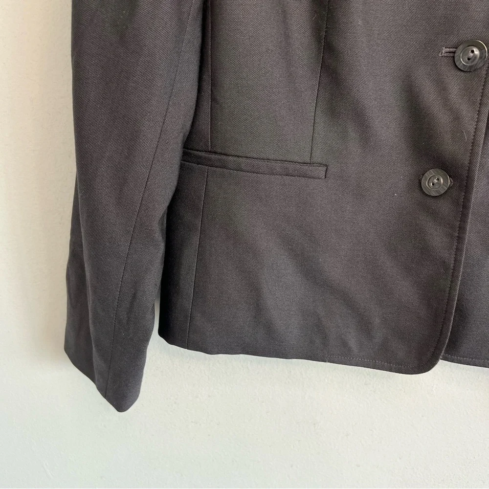 Talbots Womens Wool Silk Lined Blazer Petite Sz 10 Black Office Career Everyday